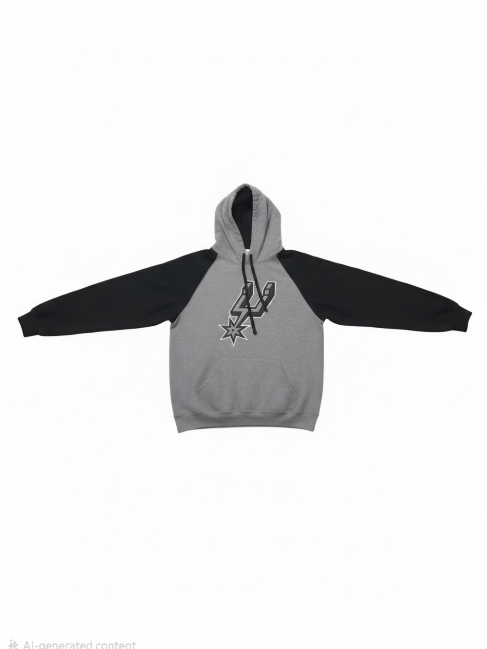 Spurs Jerzees Hoodie with Black Raglan Sleeves and Chest Graphic